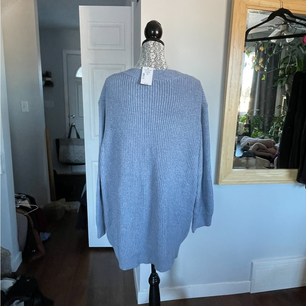 NWT Plus Size Deep V Knit Sweater. XL. Light Blue - Picture 4 of 7
